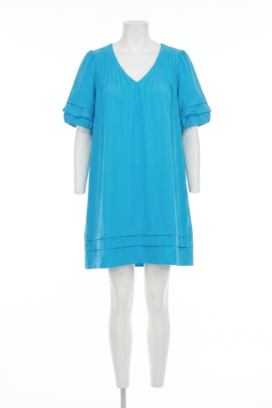 NEW JOY JOY pleated puff sleeve mini dress in teal